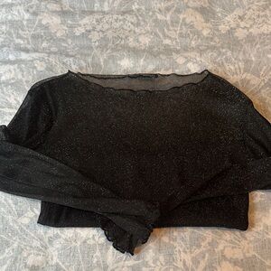 Brandy Melville Black Glitter Crop Top